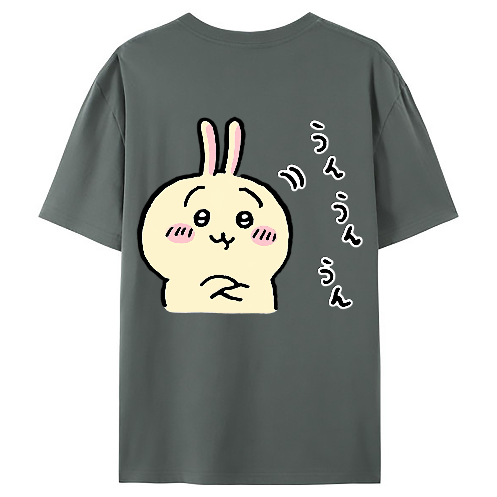（画像用） ちいかわ うさぎ Chii-kawa usagi 綿100％ メンズ半袖Tシャツ（バックプリント） 通気性